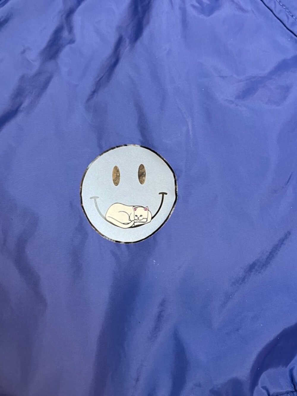 RIPNDIP Lord Nermal Windbreaker Mens XL Blue Smiley Cat Anorak Skate Jacket Y2K - Picture 3 of 15